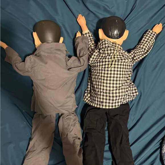 Ventriloquist Dummies in Gray and Checkered Outfits - Picture 2 of 2